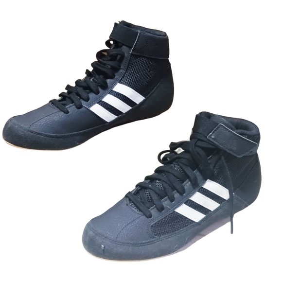 NEW Adidas men black wrestling hi top shoes Size 5 - Picture 1 of 8